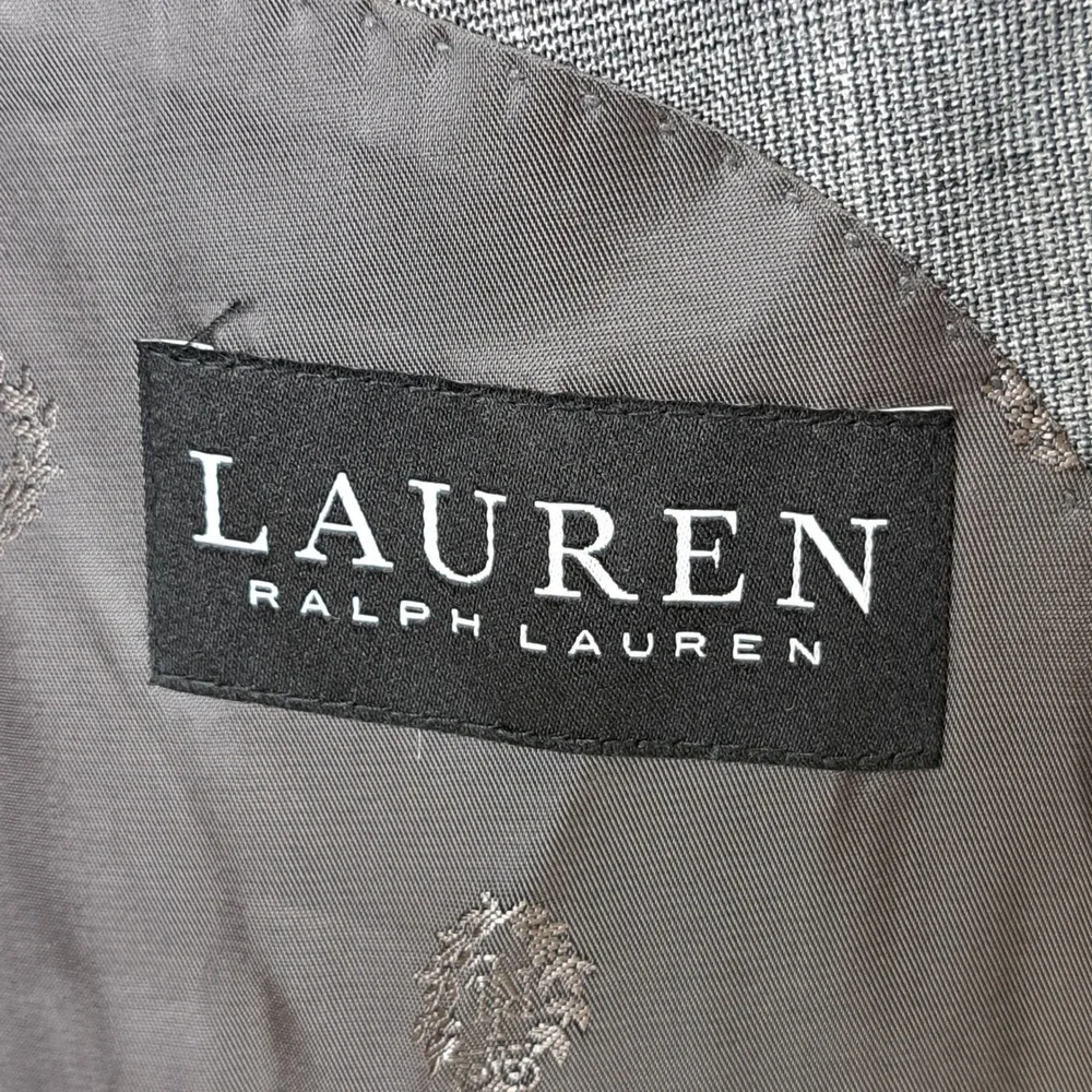 LAUREN Ralph Lauren Gray Plaid Wool Blend 2 Piece Suit 48R Jacket & Pants Mens